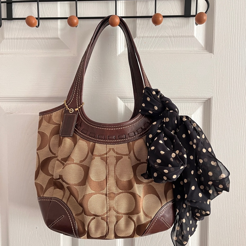 Vintage Coach Brown and Tan Signature Tote